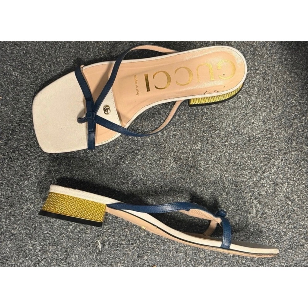 Gucci White Leather Sandals Size 37 - Picture 4 of 7